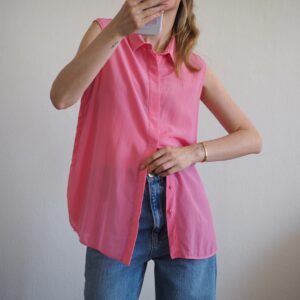 Pink selyem ingblúz