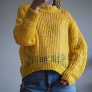 Sárga hálós mohair pulcsi